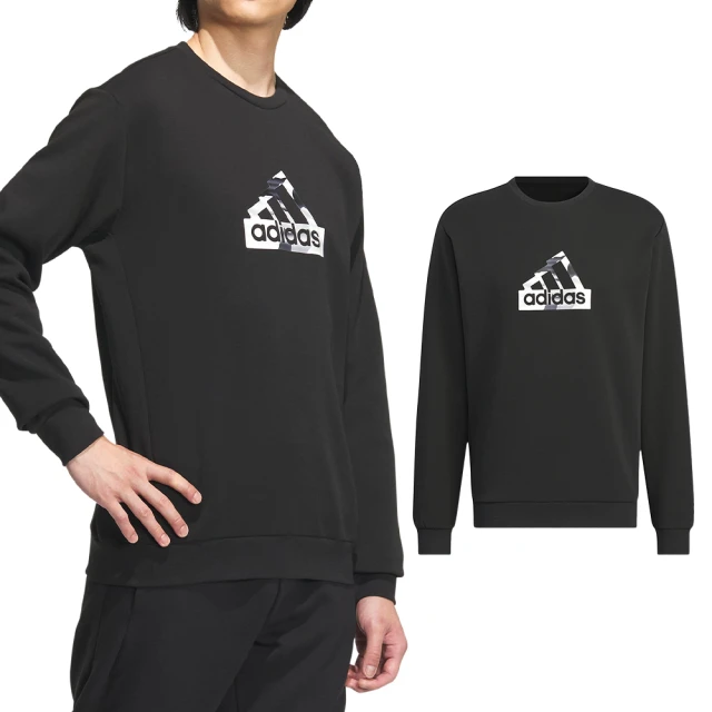 adidas 愛迪達 TH LOGO SWT 男款 黑色 休閒 運動 圓領 長袖 IT3961