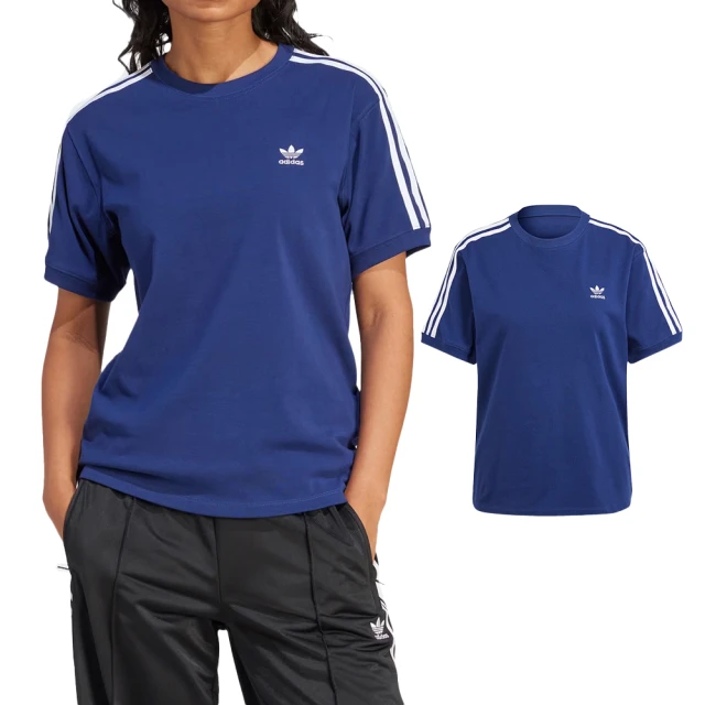 adidas 愛迪達 3 Stripe Tee 女款 藍色 百搭 圓領 舒適 上衣 運動 休閒 短袖 IR8053