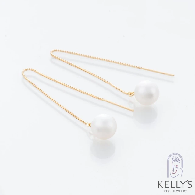 Kelly”s 日本製金環仙珠垂吊式耳線(K金耳線 珍珠耳環 珍珠耳線)