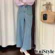 【UniStyle】牛仔九分褲 韓版高腰直筒闊腿休閒褲 女 EAN895A(藍)