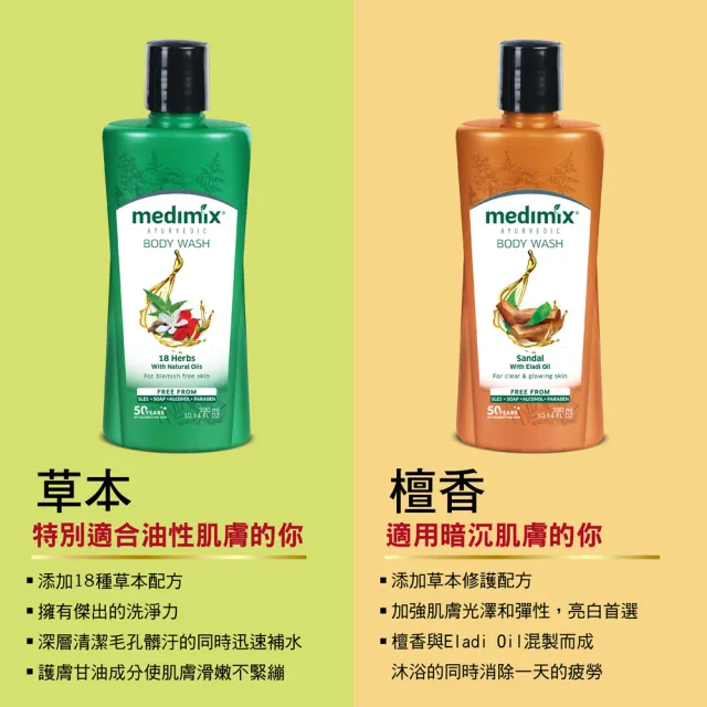 即期品【Medimix】印度原廠授權 阿育吠陀秘方美肌沐浴液態皂300mlX2入(效期至2026/01)