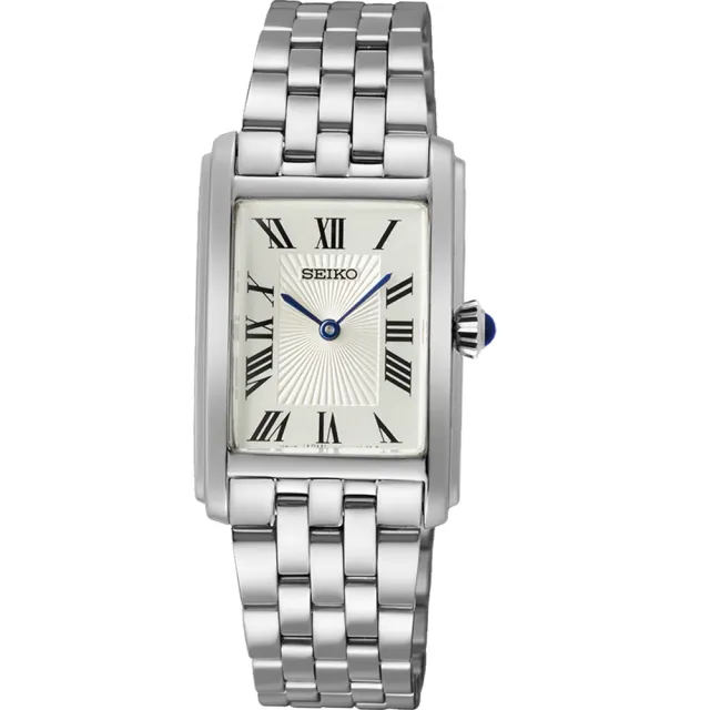 【SEIKO 精工】CS系列 羅馬長方形女錶 石英錶-24mm 銀/SK027(SWR083P1/4N30-00M0S)