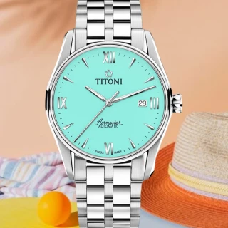 【TITONI 梅花錶】官方授權 空中霸王 TIFFANY 機械腕錶 40mm(83908S-691 蒂芬尼)