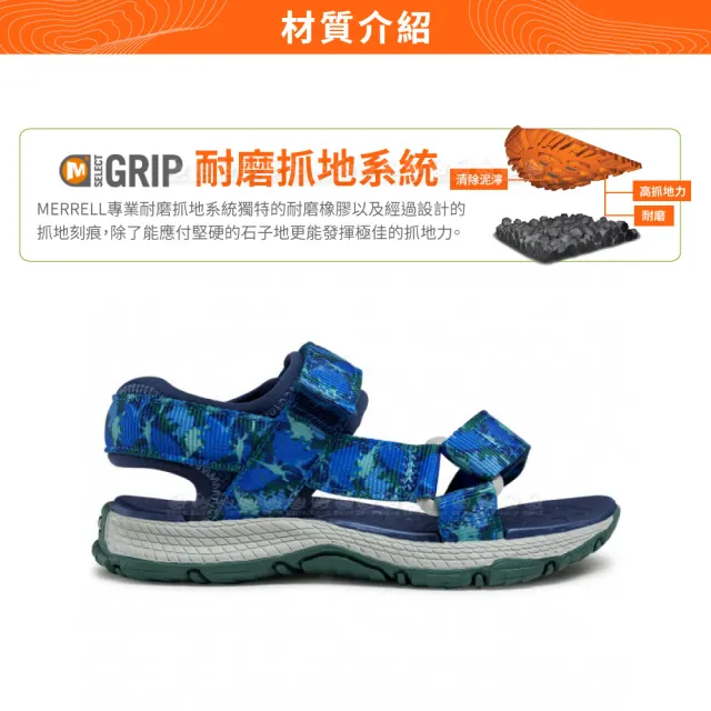 【MERRELL】美國 童 KAHUNA WEB 健行涼鞋《印花/深藍》MLK264948/兒童涼鞋(悠遊山水)