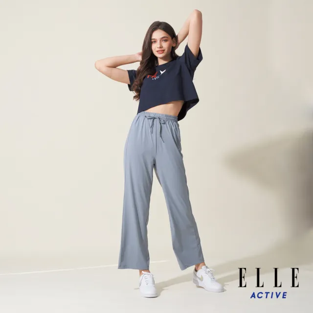 【ELLE ACTIVE】女款 冰絲涼感直筒長褲/寬褲-灰色(EA24S2W3405#93)