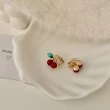 【MISA】韓國設計S925銀針可愛寶石美鑽小櫻桃造型耳釘 耳環(S925銀針耳環 寶石耳環 櫻桃耳環)