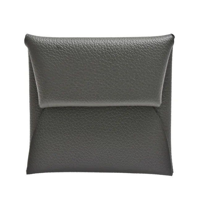 【Hermes 愛馬仕】經典Bastia系列小牛皮方型暗釦零錢包(灰色H064953CK-GRAY)