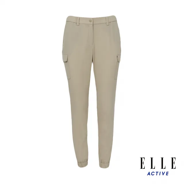 【ELLE ACTIVE】女款 輕彈力機能口袋束口長褲-卡其色(EA24S2W3402-82)