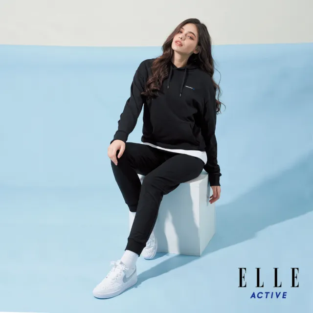 【ELLE ACTIVE】女款 乾爽舒適束口運動褲-黑色(EA24S2W3403#99)