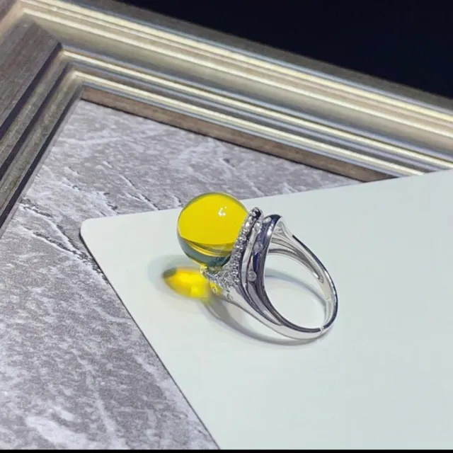 【勝弘珠寶】多明尼加藍珀花盛開戒指-12mm