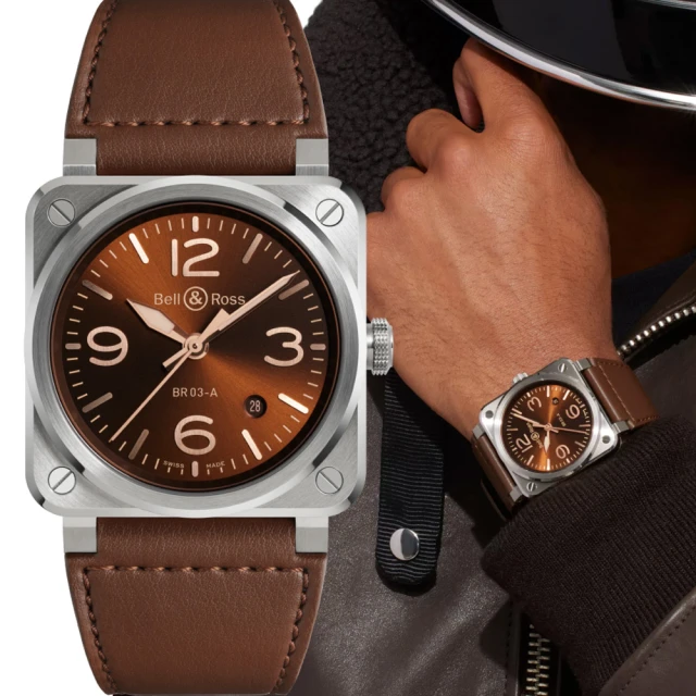 Bell&Ross BR03黑色啞光陶瓷方形機械腕錶-41m