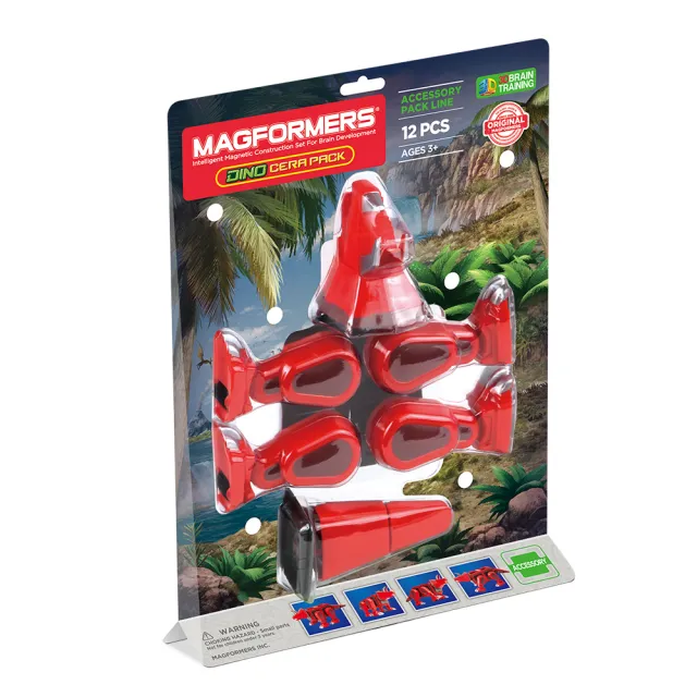 【Magformers】磁性建構片-恐龍配件包三套(劍龍三角龍暴龍)