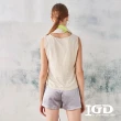 【IGD 英格麗】速達-網路獨賣款-撞色扭轉繞頸棉背心(米白色)