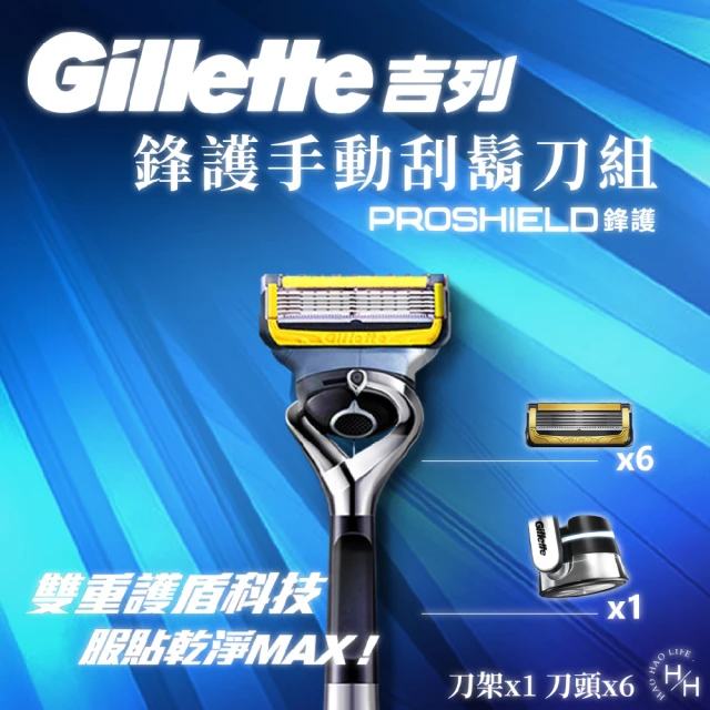 Gillette 吉列 鋒護手動刮鬍刀組(刀架x1+刀頭x6