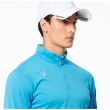 【Lynx Golf】男款吸濕排汗機能個性潮流LOGO字樣印花長袖立領/POLO衫/高爾夫球衫(天空藍色)