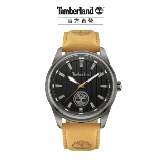 【Timberland】男錶NORTHBRIDGE系列 SATIN條紋錶盤造型腕錶 皮帶-黑色/小麥色45mm(TDWGA0010204)