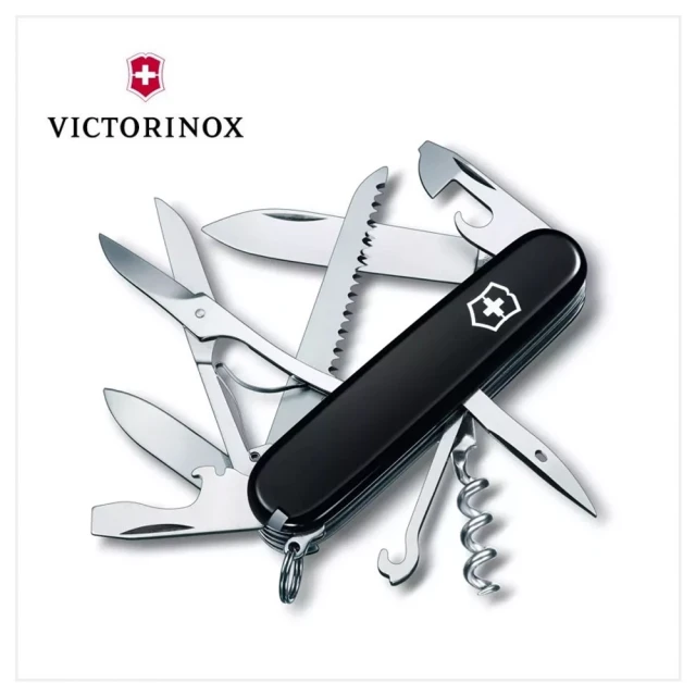 【VICTORINOX 瑞士維氏】Huntsman15用瑞士刀/91mm/黑(1.3713.3)