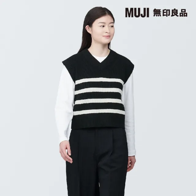 【MUJI 無印良品】女棉混可水洗螺紋V領短版背心(共4色)