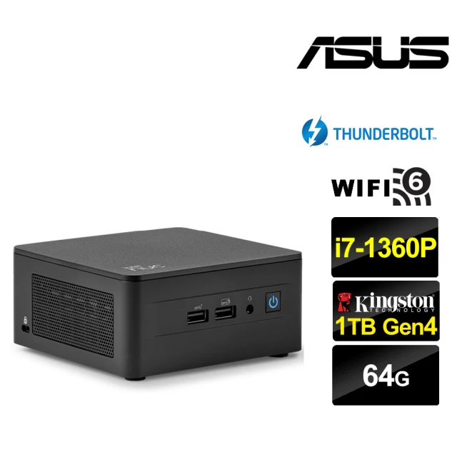 ASUS 華碩 NUC i7十二核{朧月悍將A} 迷你電腦(i7-1360P/64G/1TB M.2)