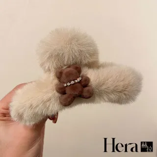 【HERA 赫拉】可愛毛絨鑲鑽小熊鯊魚夾/髮夾-3色 H110120327(小熊鯊魚夾/髮夾)