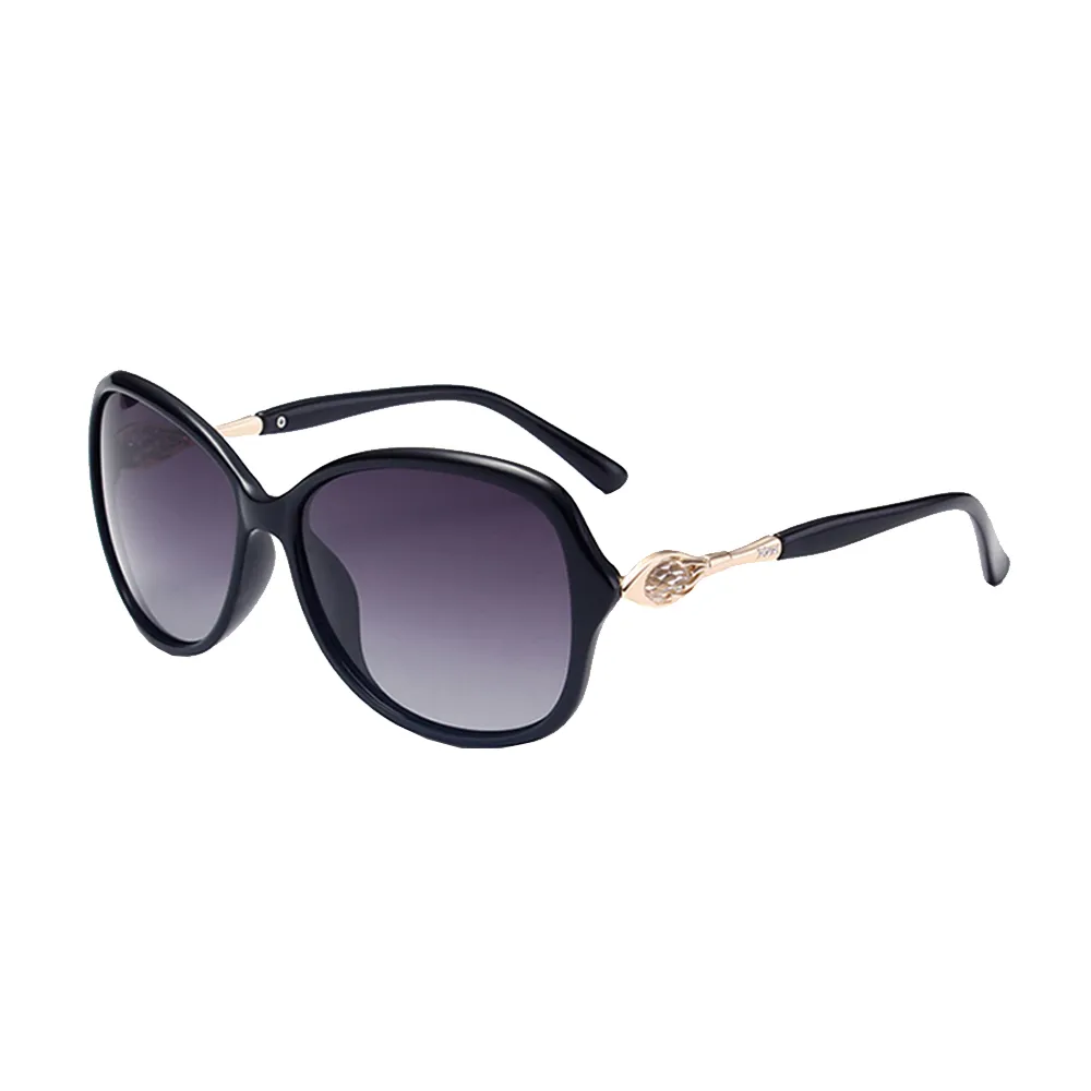【MEGASOL】UV400防眩偏光太陽眼鏡時尚大框墨鏡(經典橢圓框水晶魔杖鏡架5505多色選)