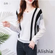 【Alishia】經典輕薄撞色條紋寬鬆時尚生活上衣 S-XL(現+預  白 / 黑)
