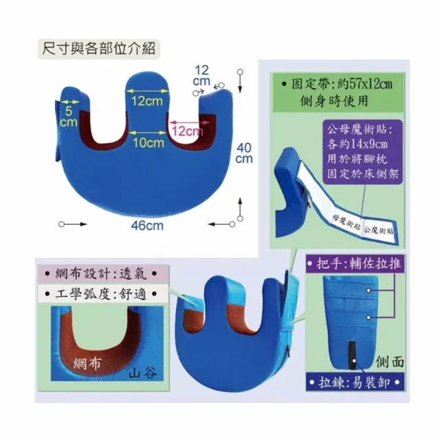 【海夫健康生活館】RH-HEF 可拆式乳膠防水枕套 身體定位 山型腳枕(ZHCN2306)