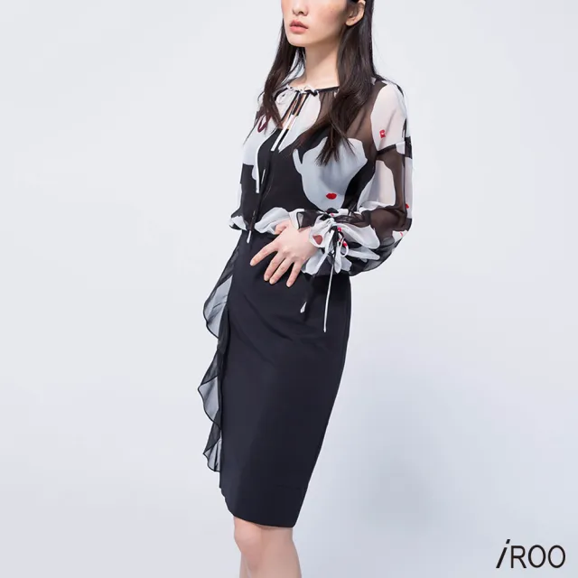【iROO】荷葉邊氣質女人時尚短裙