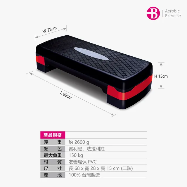 【台灣橋堡】MIT 高強度 三段式 超值版 階梯踏板(SGS 認證 100% 台灣製造 有氧踏板 韻律踏板)