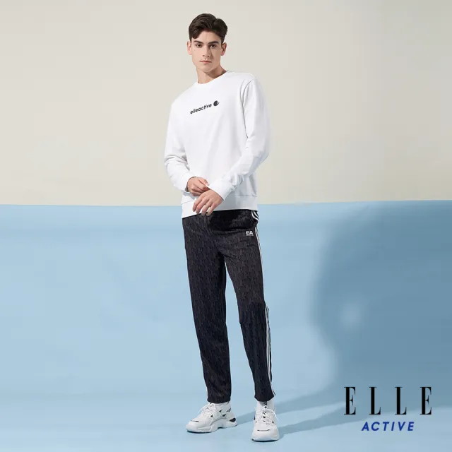 【ELLE ACTIVE】男款 休閒圓領長袖T恤-白色(EA24S2M1701#90)