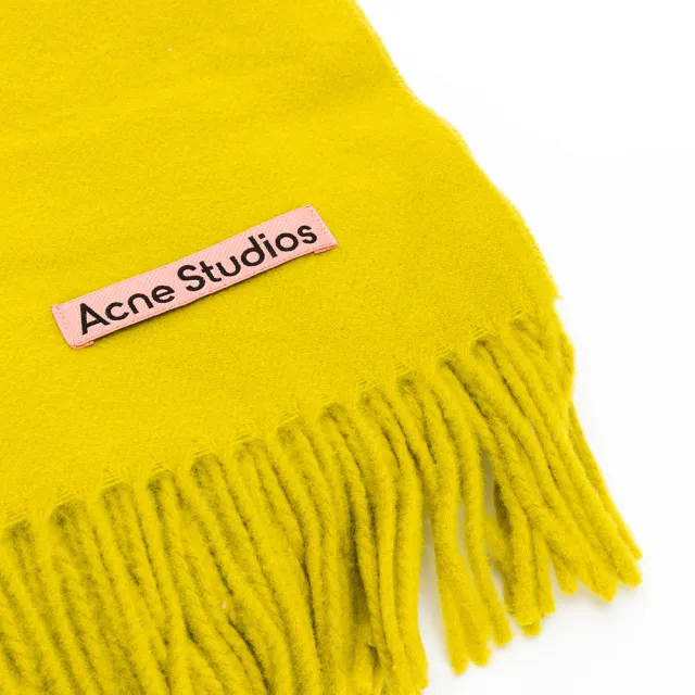 【Acne Studios】素色羊絨流蘇圍巾(亮黃色)