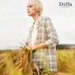 【Diffa】歐風質感綠格長版上衣-女