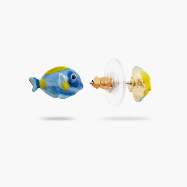 【Les Nereides】輝煌海域-藍色魚與黃色魚不對稱耳環