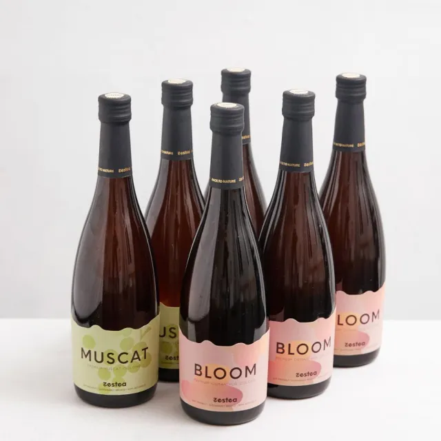 【Zestea Kombucha】回歸自然 - Bloom綻放*3瓶+Muscat歡慶*3瓶(無酒精微氣泡香檳、聚餐最佳選擇)(零酒精)