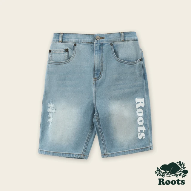 【Roots】Roots 大童- 牛仔短褲(淺藍色)