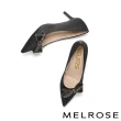 【MELROSE】美樂斯 高雅氣質晶鑽蝴蝶結絲布尖頭高跟鞋(黑)