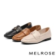 【MELROSE】美樂斯 復古知性愛心圓釦壓花牛皮樂福方頭低跟鞋(黑)