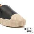 【HELENE_SPARK】簡約全真皮奶油餅乾厚底休閒鞋(黑)