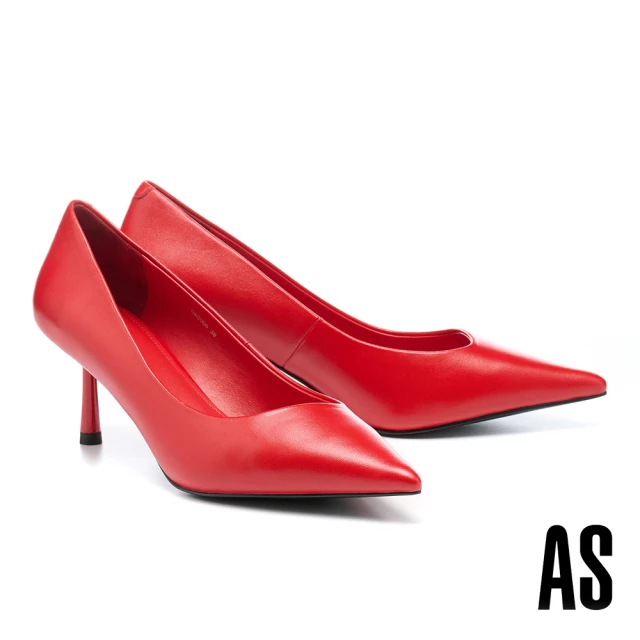 AS 集團 極簡摩登純色羊油皮後繫帶美型尖頭高跟鞋(紅)品牌