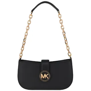 【Michael Kors】CARMEN系列 金字LOGO 防刮牛皮皮革 金鍊 手提包 肩背包(經典黑)