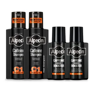 【Alpecin官方直營】Black C1咖啡因洗髮露黑色經典款250mlx2+咖啡因髮根強健精華液200mlx2