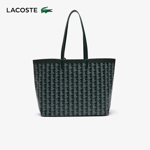 【LACOSTE】包款-印花塗層帆布中型包(深綠色)