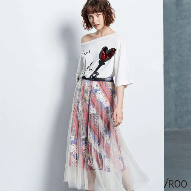 iROO 緞帶碎花長洋裝折扣推薦