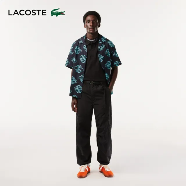 【LACOSTE】男裝-修身輕盈透氣短袖Polo衫(黑色)