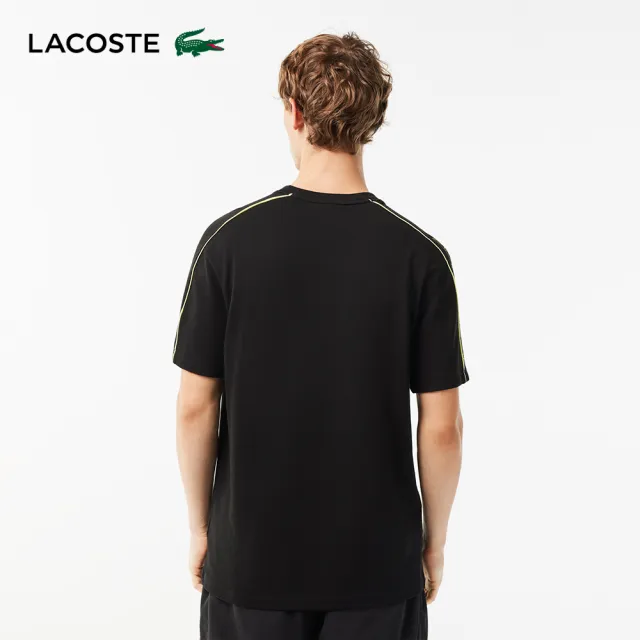 【LACOSTE】男裝對比色Logo短袖T恤(黑色)