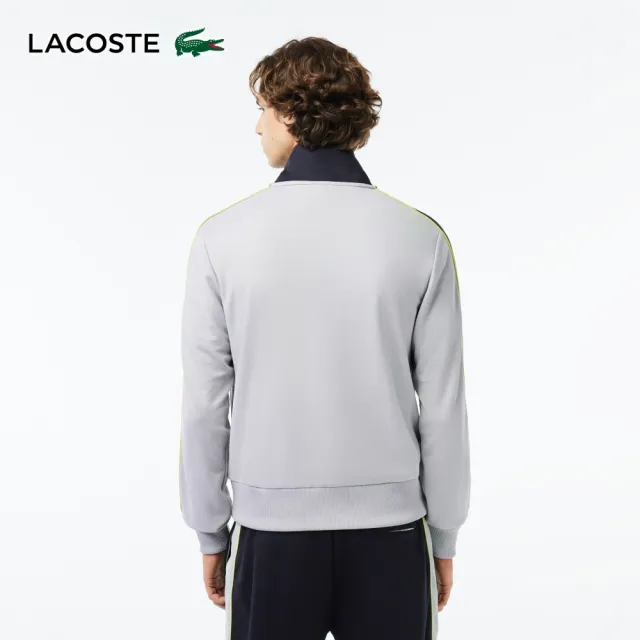 【LACOSTE】男裝-V型色塊拉鍊夾克(灰色)