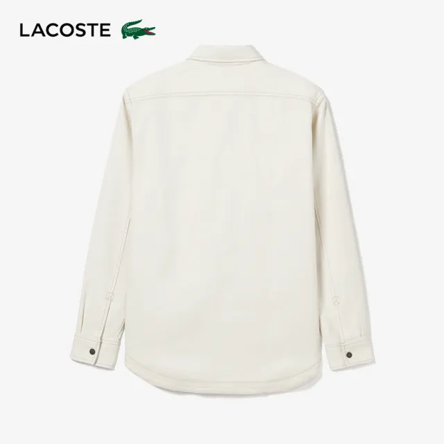 【LACOSTE】男裝-雙面穿純棉工作長袖襯衫(白色)
