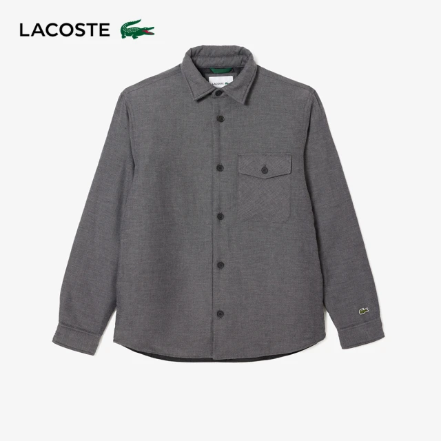 【LACOSTE】男裝-簡約長袖襯衫(黑色)