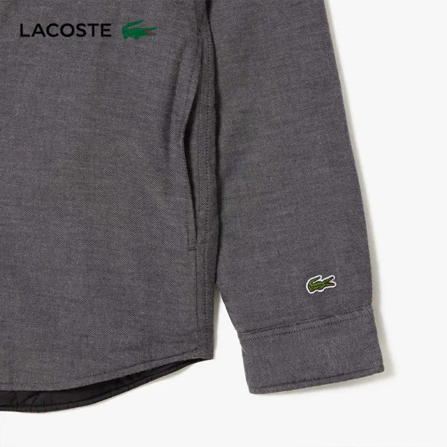 【LACOSTE】男裝-簡約長袖襯衫(黑色)