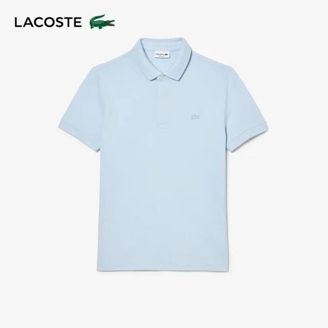 【LACOSTE】男裝-經典巴黎商務短袖Polo衫(溪水藍)